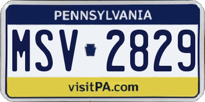 PA license plate MSV2829