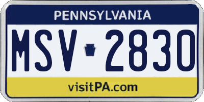 PA license plate MSV2830