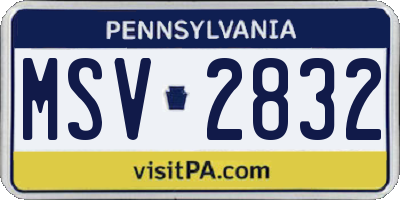 PA license plate MSV2832