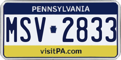 PA license plate MSV2833