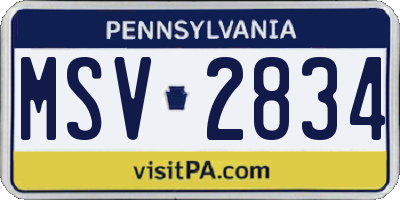 PA license plate MSV2834