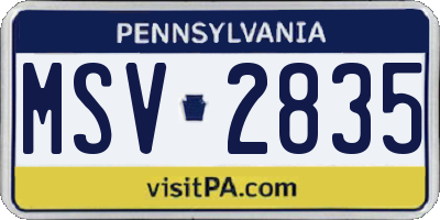 PA license plate MSV2835