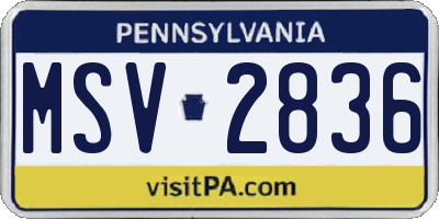 PA license plate MSV2836