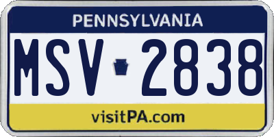 PA license plate MSV2838