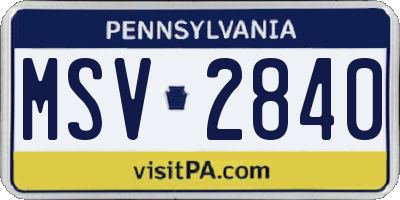 PA license plate MSV2840