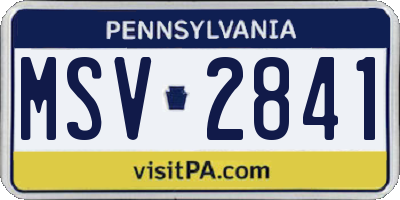 PA license plate MSV2841