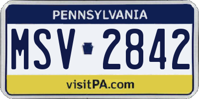 PA license plate MSV2842