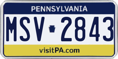 PA license plate MSV2843