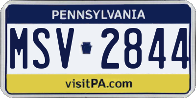 PA license plate MSV2844