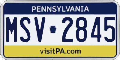 PA license plate MSV2845