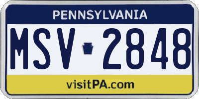 PA license plate MSV2848