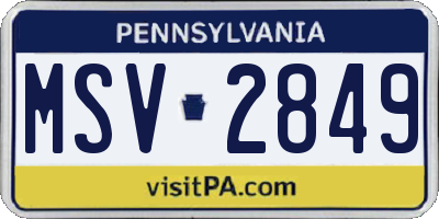 PA license plate MSV2849