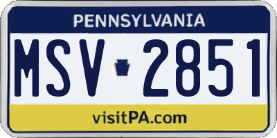PA license plate MSV2851
