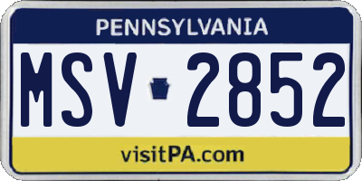 PA license plate MSV2852