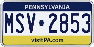 PA license plate MSV2853