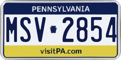 PA license plate MSV2854