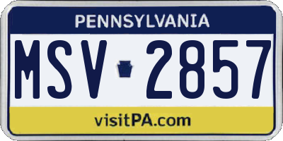 PA license plate MSV2857