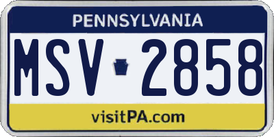 PA license plate MSV2858