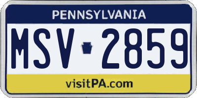 PA license plate MSV2859