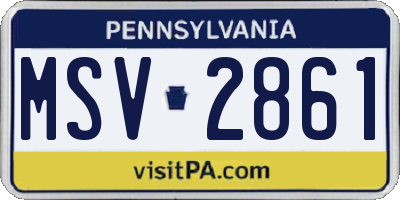 PA license plate MSV2861