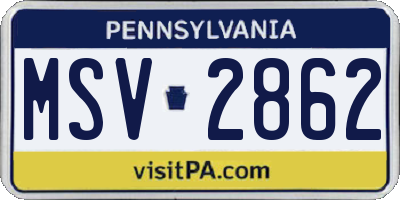 PA license plate MSV2862