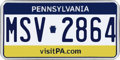 PA license plate MSV2864