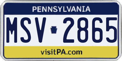 PA license plate MSV2865