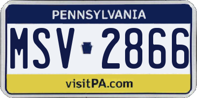 PA license plate MSV2866