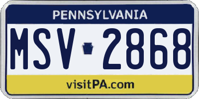 PA license plate MSV2868