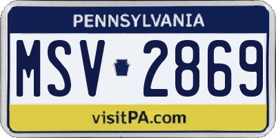 PA license plate MSV2869