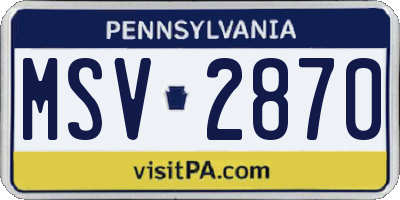 PA license plate MSV2870