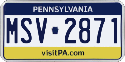 PA license plate MSV2871