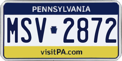 PA license plate MSV2872