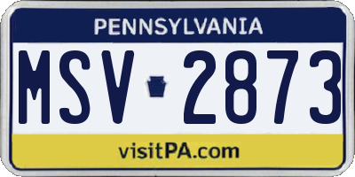 PA license plate MSV2873