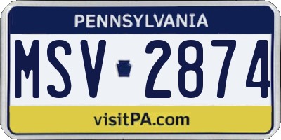 PA license plate MSV2874