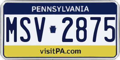 PA license plate MSV2875