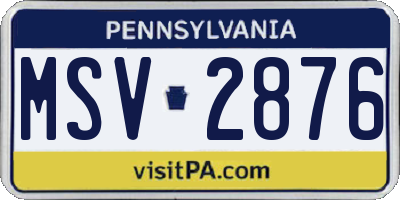 PA license plate MSV2876