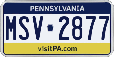 PA license plate MSV2877