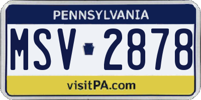 PA license plate MSV2878