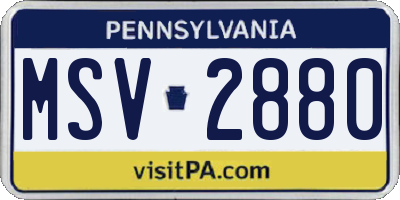 PA license plate MSV2880
