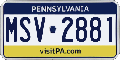 PA license plate MSV2881