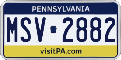 PA license plate MSV2882