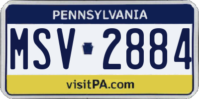 PA license plate MSV2884