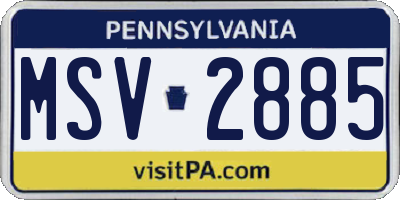 PA license plate MSV2885