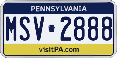 PA license plate MSV2888