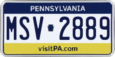 PA license plate MSV2889