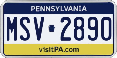 PA license plate MSV2890