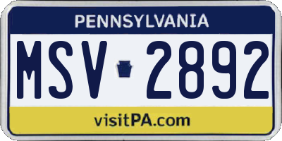 PA license plate MSV2892