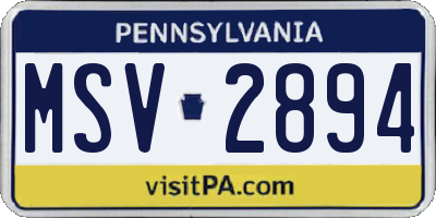 PA license plate MSV2894