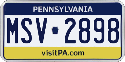 PA license plate MSV2898